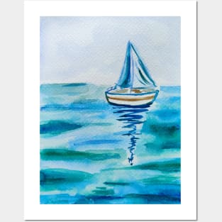 Seascape postcard in watercolours Posters and Art